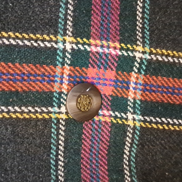 Vintage Plaid wool blend double breasted blazer - Picture 2 of 7